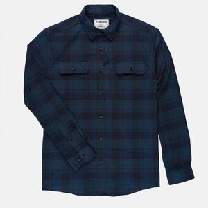 Men's Blue Plaid Casual Button Down Shirt